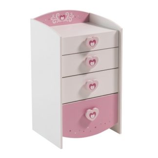 An Image of Betsy Chest Of Drawers In Pearl White And Pink With 4 Drawers
