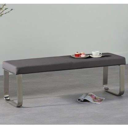 c0aa6710211573b62c304a52c0cc0ad187407ada43497b00bec7357c6d4a55fc.jpg An Image of Washington Medium Dining Bench In Grey Faux Leather