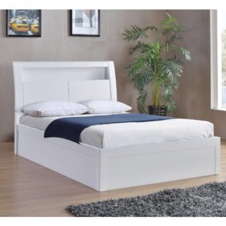 An Image of Riano Storage King Size Bed In White High Gloss