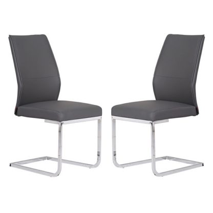 An Image of Presto Dining Chair In Grey Faux Leather In A Pair