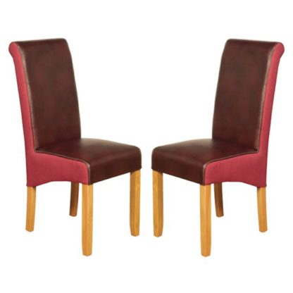 c106f22bd999260e0100a0340a20bc0b85a2e500e698c3196a927fde3ea4d2d0.jpg An Image of Charlene Burgundy And Plum Leather Dining Chair In Pair