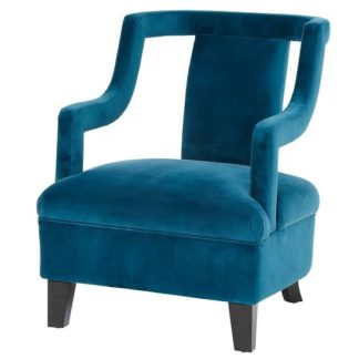 An Image of Blanka Fabric Arm Chair In Sea Green With Dark Legs