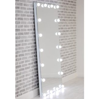 An Image of Hollywood Floor Dressing Mirror With White High Gloss Frame