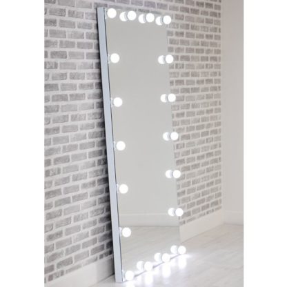 c16f32bd997b93ef149ff2a17acd861753b4d84b0ffee86191c45f8716eef830.jpg An Image of Hollywood Floor Dressing Mirror With White High Gloss Frame