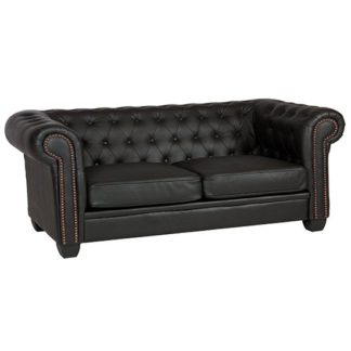 An Image of Winston Leather And PVC 3 Seater Sofa In Black