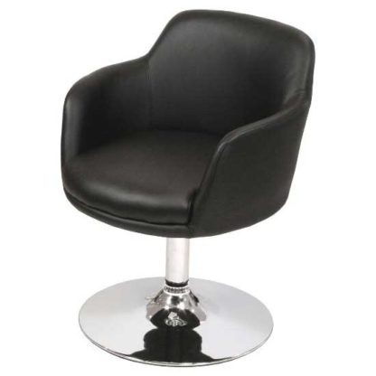 An Image of Bucketeer Bar Chair In Black Faux Leather With Chrome Base