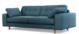An Image of Content by Terence Conran Tobias, 3 Seater Sofa, Textured Weave Aegean Blue, Light Wood Leg
