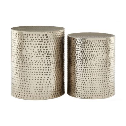 An Image of Zephir Set Of 2 Stools Round In Antique Nickel