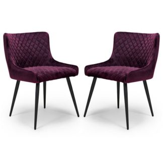 An Image of Malmo Mulberry Velvet Fabric Dining Chair In A Pair