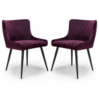 An Image of Malmo Mulberry Velvet Fabric Dining Chair In A Pair