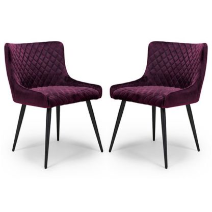 c231582ca5136136e44da5389782134f4353763e05c53cba769b0c4378c2ee8c.jpg An Image of Malmo Mulberry Velvet Fabric Dining Chair In A Pair
