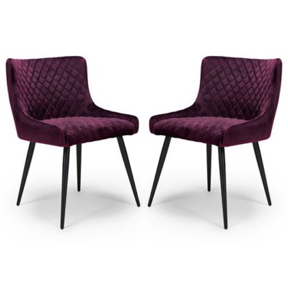 An Image of Malmo Mulberry Velvet Fabric Dining Chair In A Pair