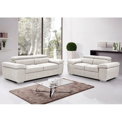 An Image of Amando Fabric 2 Seater And 3 Seater Sofa Suite In Beige