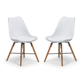 An Image of Kari Dining Chair In Pair With White Seat And Oak Legs