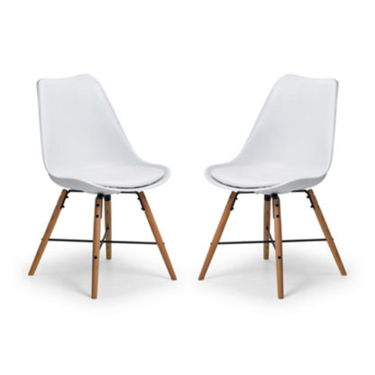 c2b09c3405af7945791daf1f5dcd9c21c154e0af666ced6e07be26dde0ed041f.jpg An Image of Kari Dining Chair In Pair With White Seat And Oak Legs