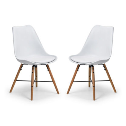 An Image of Kari Dining Chair In Pair With White Seat And Oak Legs