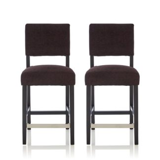An Image of Vibio Bar Stools In Aubergine Fabric And Black Legs In A Pair