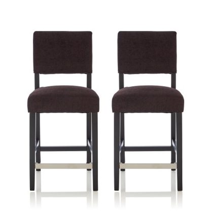 An Image of Vibio Bar Stools In Aubergine Fabric And Black Legs In A Pair