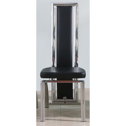 An Image of Chicago Dining Chair In Black Faux Leather With Chrome Legs
