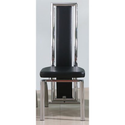 c3828a0eba6ab254a2d3c39f28e1675a7c609b9eb3f0ba72f8e23ad3f7efd30b.jpg An Image of Chicago Dining Chair In Black Faux Leather With Chrome Legs