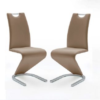 An Image of Amado Z Cappuccino Faux Leather Dining Chair In A Pair