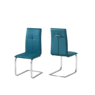 An Image of Foster Dining Chair In Teal Faux Leather In A Pair