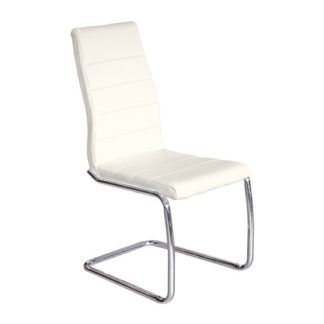 An Image of Svenska White PU Leather Dining Chair With Chrome Legs