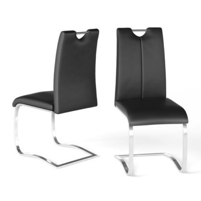 An Image of Gabi Black Faux Leather Dining Chair In A Pair