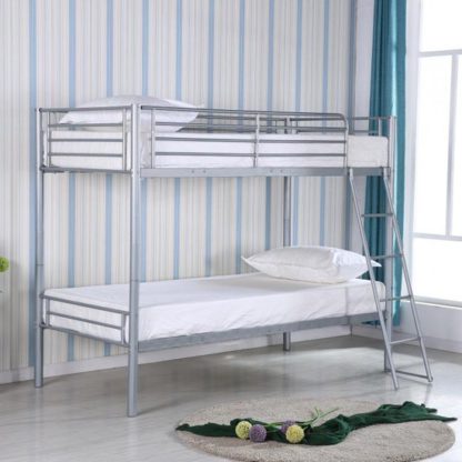 An Image of Himley Metal Bunk Bed In Silver