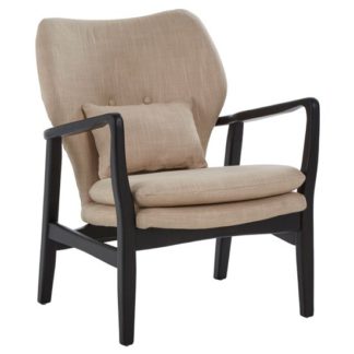 An Image of Porrima Lounge Chair In Beige With Black Wooden Frame