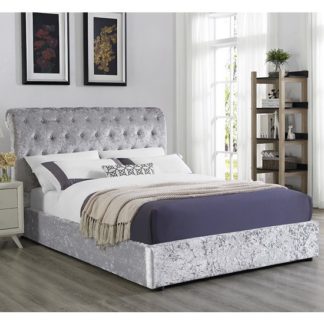 An Image of Casablanca Crushed Velvet Storage Double Bed In Grey