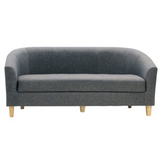 An Image of Leporis Linen Fabric 3 Seater Sofa In Dark Grey