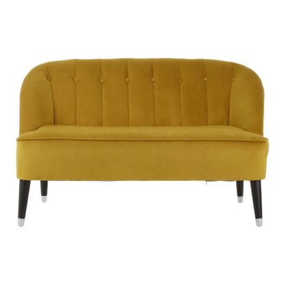 An Image of Cocibolca Velvet Upholstered Two Seater Sofa In Yellow Finish