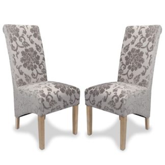 An Image of Arora Dining Chair In Mink Fabric With Oak Legs In A Pair