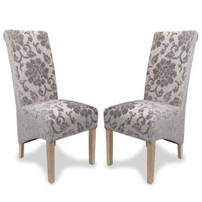 An Image of Arora Dining Chair In Mink Fabric With Oak Legs In A Pair