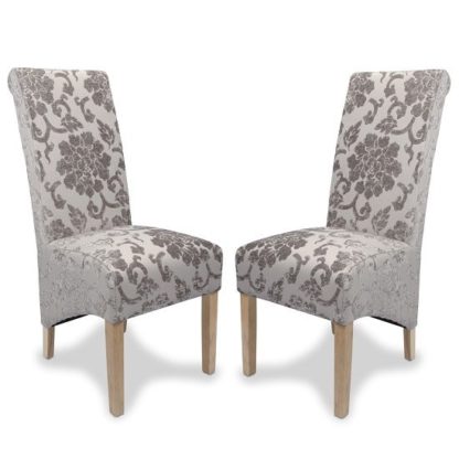 c5165910150f6658a70f1cfbad63e4c9ad255a095eb6d795b8ceb70cadbc055f.jpg An Image of Arora Dining Chair In Mink Fabric With Oak Legs In A Pair