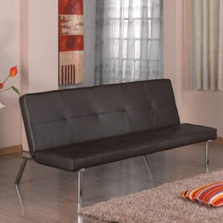 An Image of Seattle Faux Leather Sofa Bed In Brown