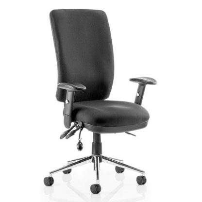 An Image of Chiro Fabric High Back Office Chair In Black With Arms