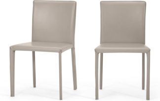 An Image of Calcott Set of 2 Dining Chairs, Putty Grey PVC