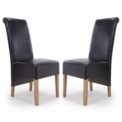 An Image of Krista Black Bonded Leather Dining Chair In A Pair