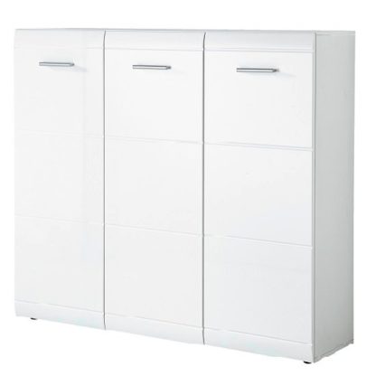 An Image of Adrian Large Shoe Cabinet In White Gloss Fronts With 3 Doors