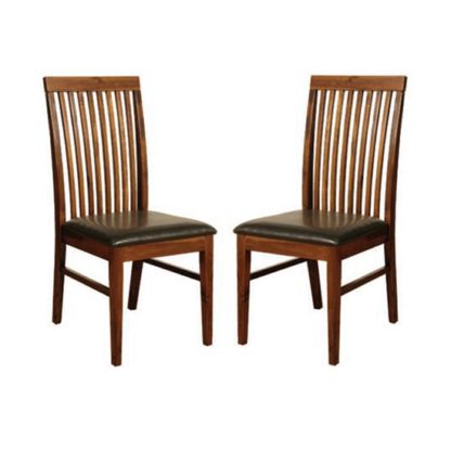 An Image of Solaris Acacia Dining Chairs In Pair