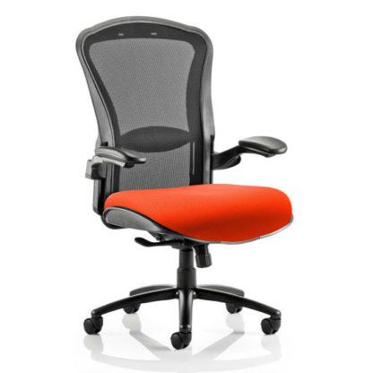 An Image of Houston Heavy Black Back Office Chair With Tabasco Red Seat