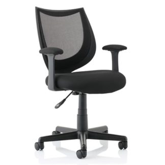 An Image of Camden Fabric Mesh Office Chair In Black With Fixed Arms