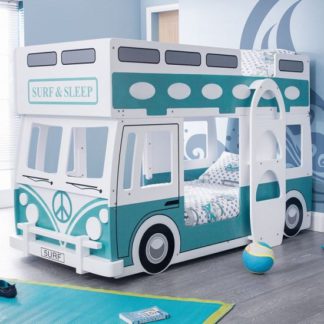An Image of Grasty Campervan Style Kids Bunk Bed In White And Blue