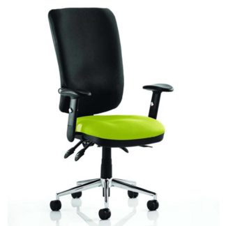 An Image of Chiro High Black Back Office Chair In Myrrh Green With Arms