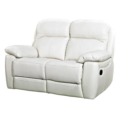 An Image of Aston Leather 2 Seater Recliner Sofa In Ivory