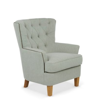 c7947ae27636bfd92b952dc492fb8e14d3aeb1a3e30879aaf8d53815bd3e1997.jpg An Image of Arcadia Fabric Lounge Chair In Duck Egg With Light Wooden Legs