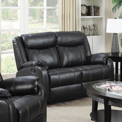 An Image of Leeds LeatherLux And PU Recliner 2 Seater Sofa In Gun Metal