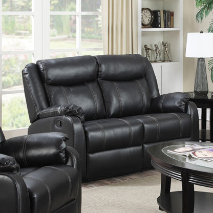 c7a383017eb8c3e43f49d6afc9adb4d87d7970c6b3eee421809d92d2aa69d101.jpg An Image of Leeds LeatherLux And PU Recliner 2 Seater Sofa In Gun Metal